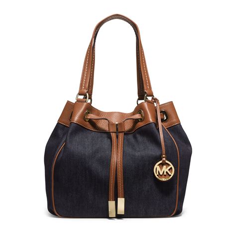 michael kors 3 pocket blue purse|michael kors blue denim purse.